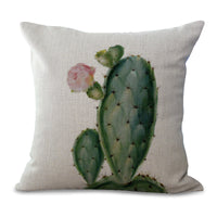HKM-225555 Cotton Linen Succulent Cactus Pillow Cover - 45x45cm Decorative Case