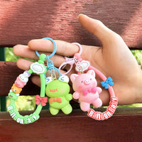 HKM-225555 Cute Animal Keychain Pendant - Creative Cartoon Bear and Rabbit Design for Bags and Keyrings