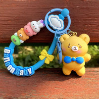 HKM-225555 Cute Animal Keychain Pendant - Creative Cartoon Bear and Rabbit Design for Bags and Keyrings