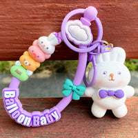 HKM-225555 Cute Animal Keychain Pendant - Creative Cartoon Bear and Rabbit Design for Bags and Keyrings