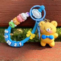 HKM-225555 Cute Animal Keychain Pendant - Creative Cartoon Bear and Rabbit Design for Bags and Keyrings