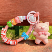 HKM-225555 Cute Animal Keychain Pendant - Creative Cartoon Bear and Rabbit Design for Bags and Keyrings