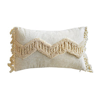 HKM-225555 Moroccan Style Handmade Cotton and Hemp Tassel Pillow Cover - 45 x 45 cm