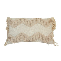HKM-225555 Moroccan Style Handmade Cotton and Hemp Tassel Pillow Cover - 45 x 45 cm
