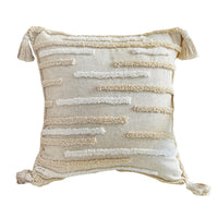 HKM-225555 Moroccan Style Handmade Cotton and Hemp Tassel Pillow Cover - 45 x 45 cm
