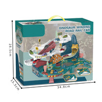 HKM-225683 Dinosaur Theme DIY Assembly Slide Track Toy Set with Friction Car and Lights for Kids