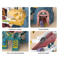 HKM-225683 Dinosaur Theme DIY Assembly Slide Track Toy Set with Friction Car and Lights for Kids