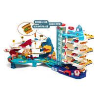 HKM-225683 Dinosaur Theme DIY Assembly Slide Track Toy Set with Friction Car and Lights for Kids