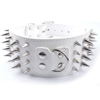 HKM-225747 Crocodile Pattern PU Leather Dog Collar with Spikes - Adjustable Size, 7.5 cm Wide