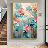 HKM-225811 Handmade Oil Painting on Canvas - Fresh Flower Wall Art for Living Room Decor, Unframed and Rolled