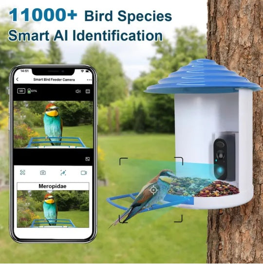 HKM-225811 Solar-Powered Smart Bird Feeder with 1080P HD Camera, AI Bird Identification, and WiFi App Control