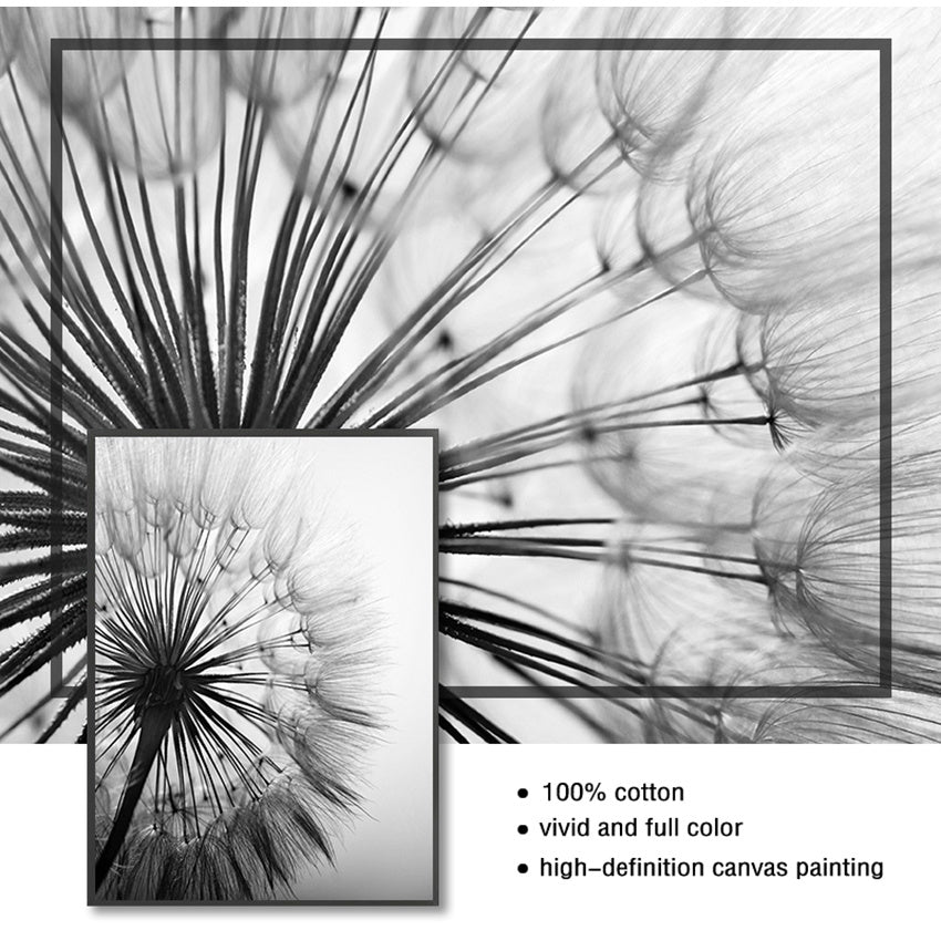 HKM-225875 Frameless Abstract Dandelion Flower Canvas Art for Modern Living Room Decor
