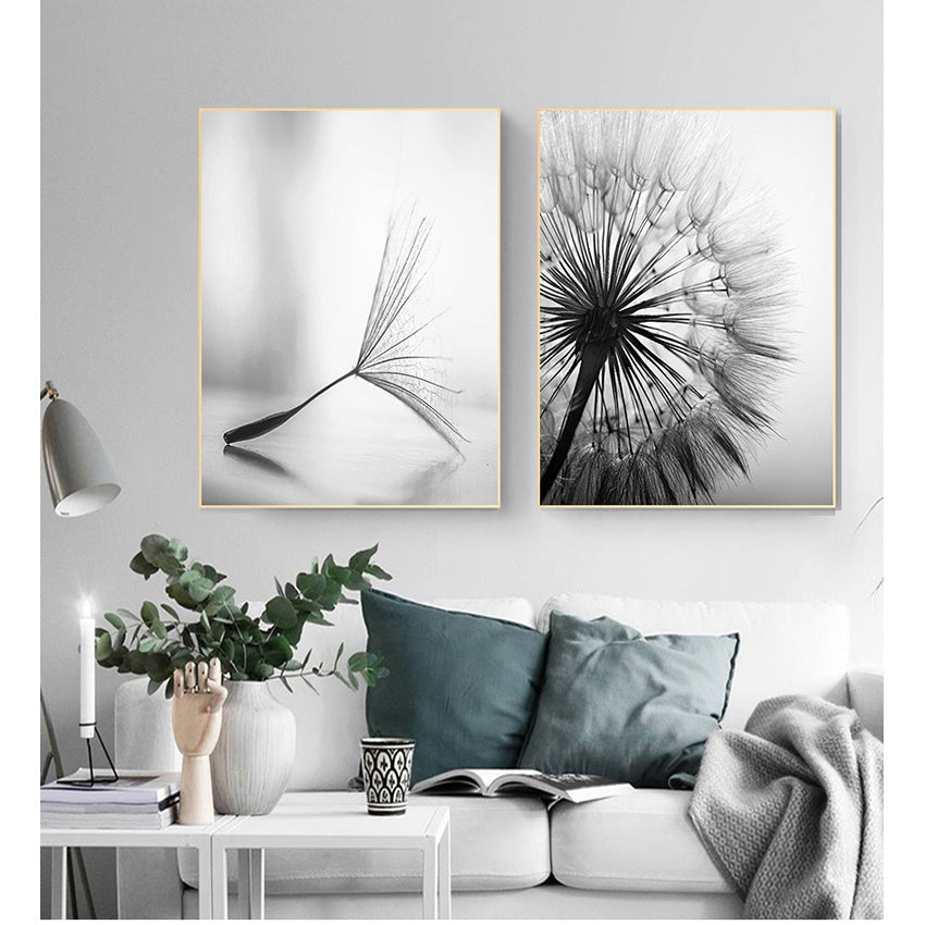 HKM-225875 Frameless Abstract Dandelion Flower Canvas Art for Modern Living Room Decor