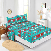 HKM-225875 Red Christmas Fitted Sheet Set with Pillowcases in Multiple Sizes and Modern Design