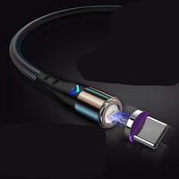 HKM-226259 Magnetic 3-in-1 Data Cable with 7Pin Design for Fast Charging and Compatibility with Android, Apple, and TYPE-C Devices