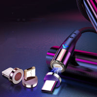 HKM-226259 Magnetic 3-in-1 Data Cable with 7Pin Design for Fast Charging and Compatibility with Android, Apple, and TYPE-C Devices