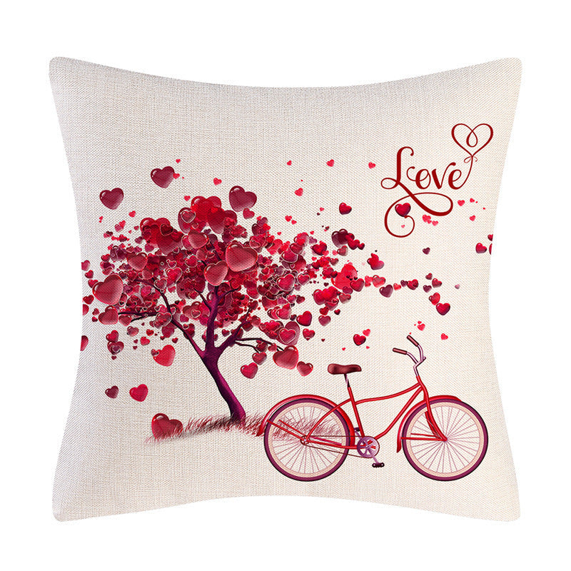 HKM-226259 Nordic Cartoon Anime Linen Pillowcase for Valentine's Day Gift