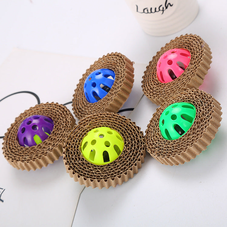 HKM-226323 Corrugated Paper Cat Toy Plastic Ball