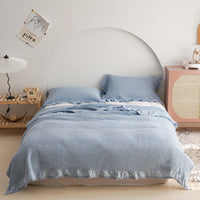 HKM-226451 Cotton Waffle Plaid Blanket for Bed and Sofa - Summer Lightweight Towel Quilt in Various Colors and Sizes