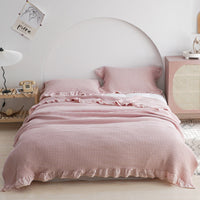 HKM-226451 Cotton Waffle Plaid Blanket for Bed and Sofa - Summer Lightweight Towel Quilt in Various Colors and Sizes