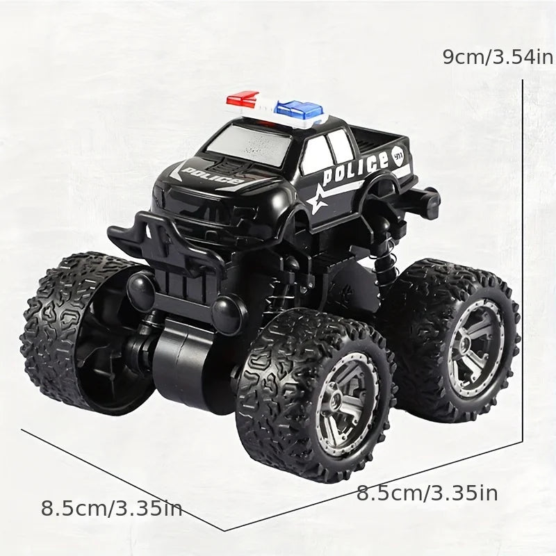HKM-226515 Rotatable Four-Wheel Drive Police Car Toy with Inertial Stunt Action for Kids Ages 2 and Up