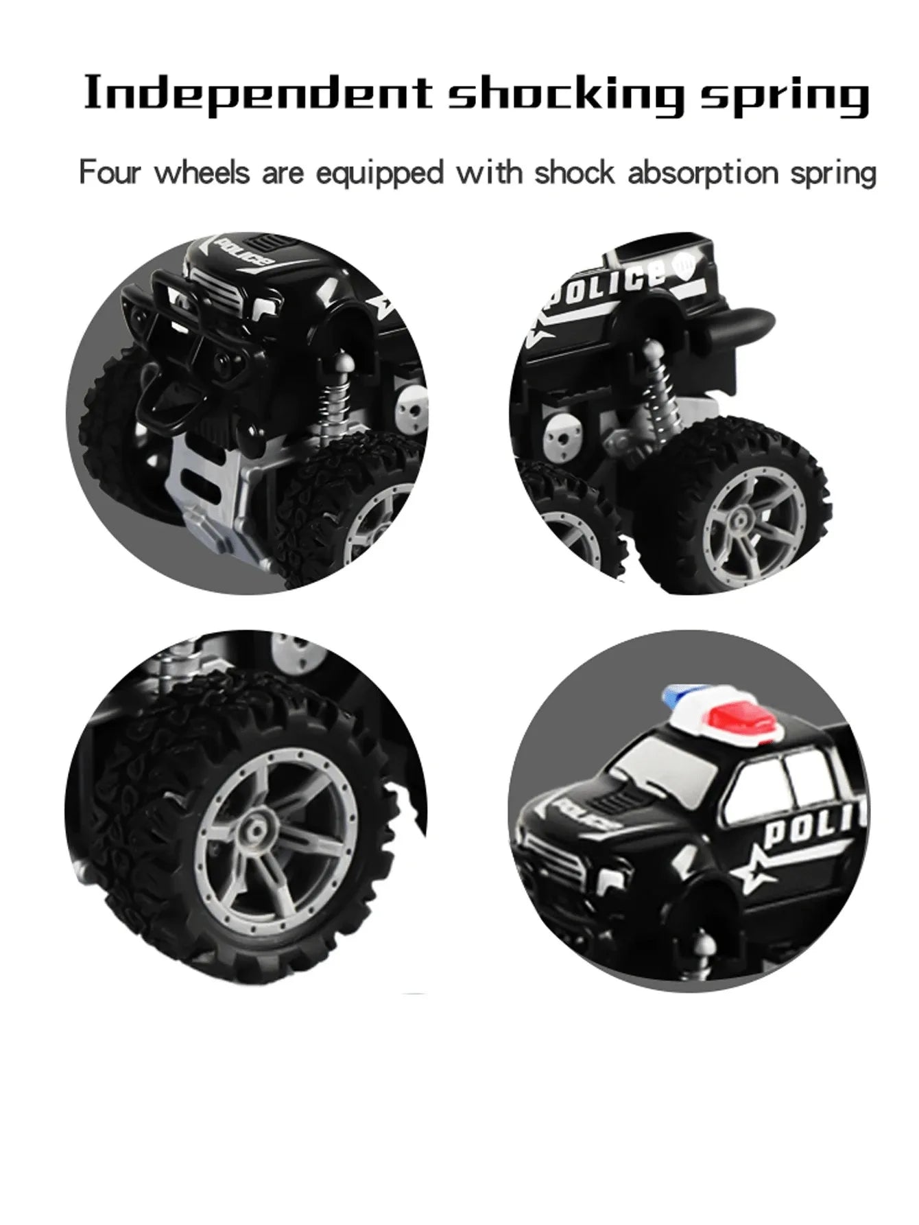 HKM-226515 Rotatable Four-Wheel Drive Police Car Toy with Inertial Stunt Action for Kids Ages 2 and Up