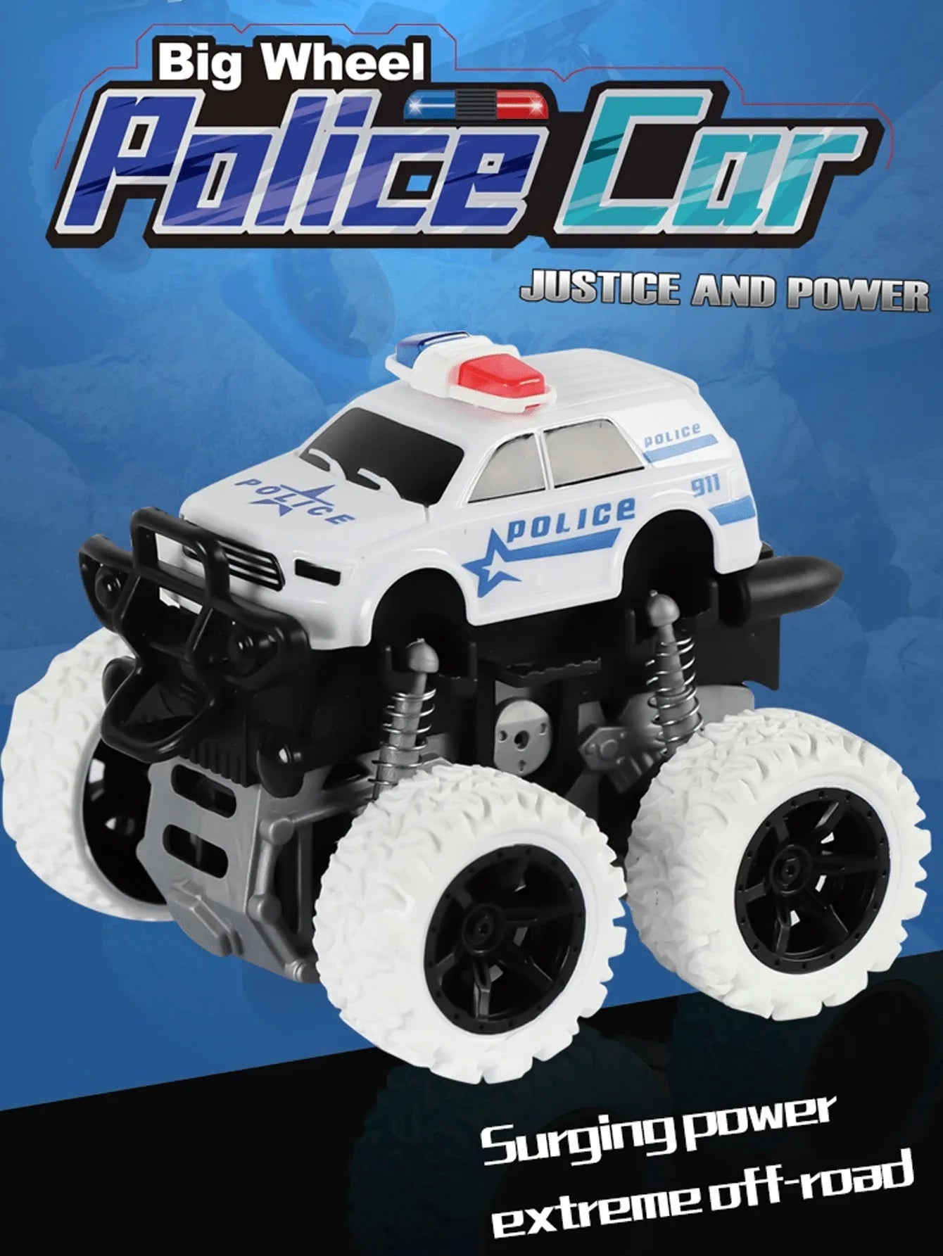 HKM-226515 Rotatable Four-Wheel Drive Police Car Toy with Inertial Stunt Action for Kids Ages 2 and Up