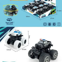 HKM-226515 Rotatable Four-Wheel Drive Police Car Toy with Inertial Stunt Action for Kids Ages 2 and Up
