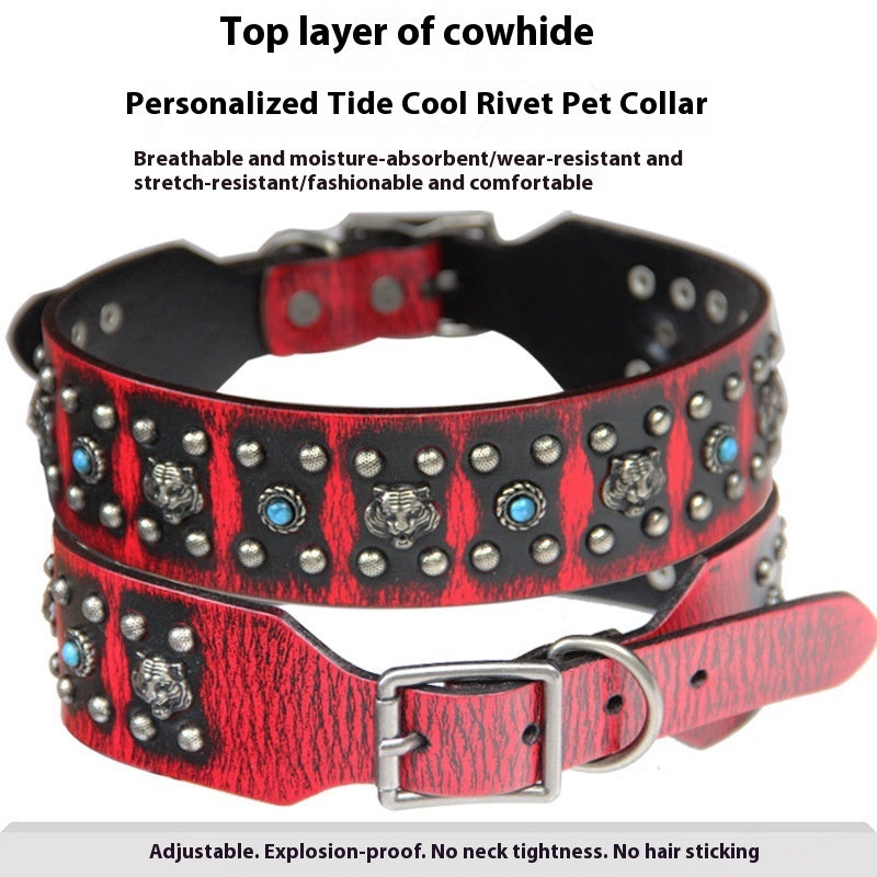 HKM-226579 Pet Collar Personality Rivets Large Dog Dog Suit Traction Collar