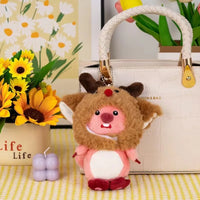 HKM-226707 Kawaii Plush Beaver Keychain with Detachable Animal Hat Pendant – Soft Plush Toys for Kids and Adults