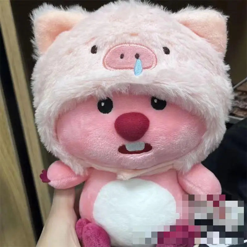 HKM-226707 Kawaii Plush Beaver Keychain with Detachable Animal Hat Pendant – Soft Plush Toys for Kids and Adults