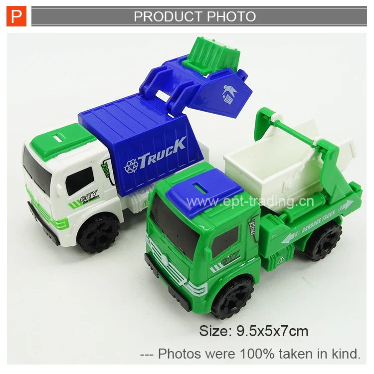 HKM-226835 Miniature Friction Toy Garbage Truck for Kids - 7 x 14 x 8 CM Size