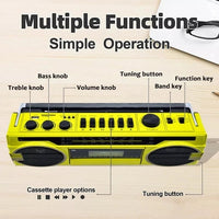 HKM-227091 Antique High-Power Four Band Radio Recorder with USB Interface – Classic Design in Blue and Red