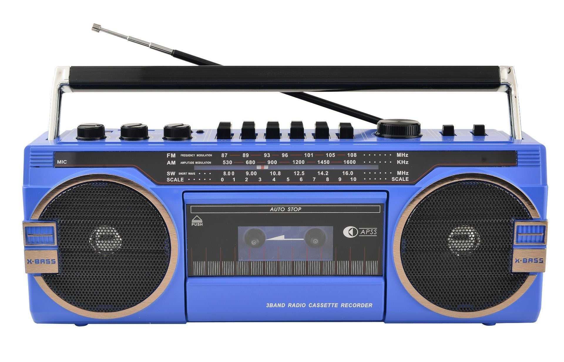 HKM-227091 Antique High-Power Four Band Radio Recorder with USB Interface – Classic Design in Blue and Red