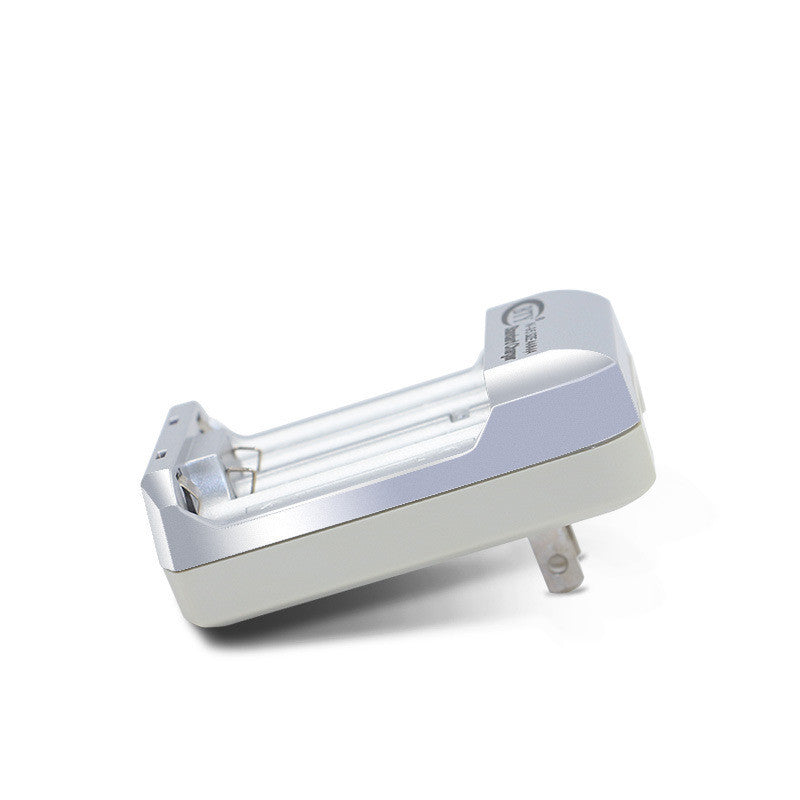HKM-227283 White Plastic No. 5 7 Battery Charger - Dual Slot, Input 100V-240V, Output 1.2V, Compact Design