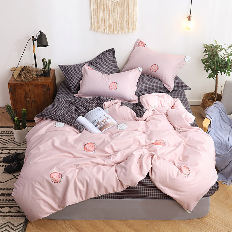 HKM-227347 Cotton Blend Bed Set with Reactive Printing and Plain Weave Design