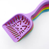 HKM-227731 Cat Face Cat Litter Scoop - Plastic Cleaner in Pink, Blue, Yellow, or Purple