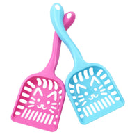 HKM-227731 Cat Face Cat Litter Scoop - Plastic Cleaner in Pink, Blue, Yellow, or Purple