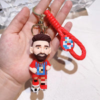 HKM-227859 3D PVC Cartoon Football Star Keychain Ring for Kids - Creative Car Toy Accessory