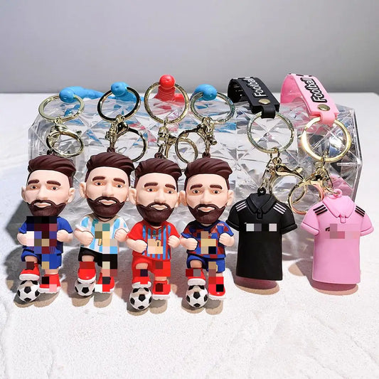 HKM-227859 3D PVC Cartoon Football Star Keychain Ring for Kids - Creative Car Toy Accessory