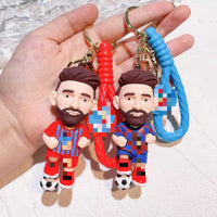 HKM-227859 3D PVC Cartoon Football Star Keychain Ring for Kids - Creative Car Toy Accessory