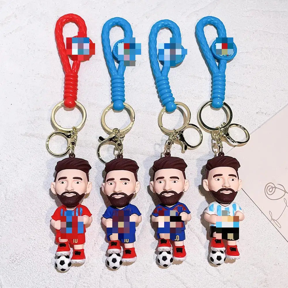 HKM-227859 3D PVC Cartoon Football Star Keychain Ring for Kids - Creative Car Toy Accessory