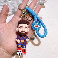 HKM-227859 3D PVC Cartoon Football Star Keychain Ring for Kids - Creative Car Toy Accessory