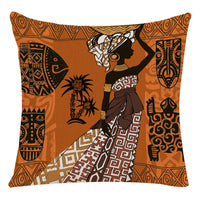 HKM-228307 African Woman National Style Cushion Cover for Living Room and Bedroom - Linen & PP Cotton, 45x45cm