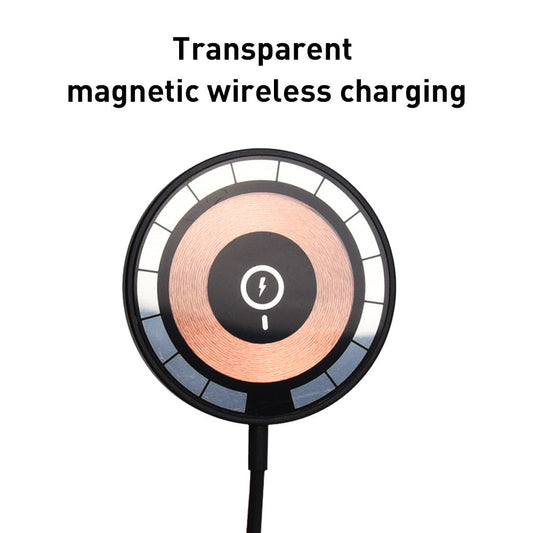 HKM-228435 15W Transparent Magnetic Wireless Charger with Type-C Interface, Compatible with All Smartphones