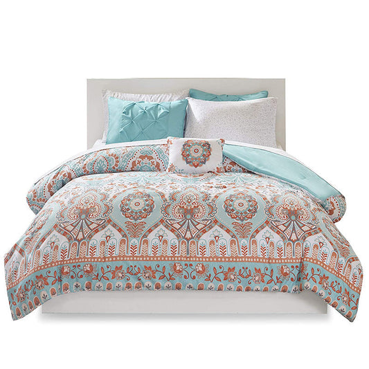 HKM-228499 Three or Four-Piece Quilt Cover Bedding Set in Water Green, Navy Blue, Coral Red, and Purple - Available Sizes 172x218 cm to 233x244 cm