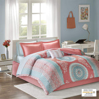 HKM-228499 Three or Four-Piece Quilt Cover Bedding Set in Water Green, Navy Blue, Coral Red, and Purple - Available Sizes 172x218 cm to 233x244 cm