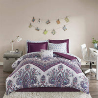 HKM-228499 Three or Four-Piece Quilt Cover Bedding Set in Water Green, Navy Blue, Coral Red, and Purple - Available Sizes 172x218 cm to 233x244 cm