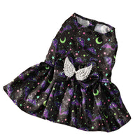 HKM-228819 Angel Wings Halloween Dog Costume for Pets in Bright Pumpkin and Bat Colors - Sizes S, M, L, XL