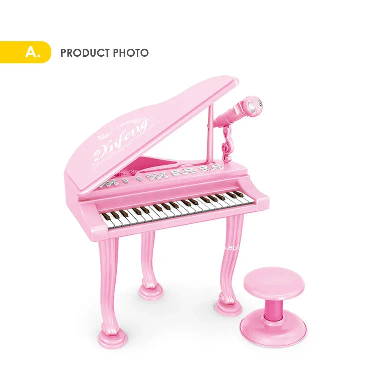 HKM-228819 Educational Electric Toy Piano with Microphone for Kids Ages 2-7